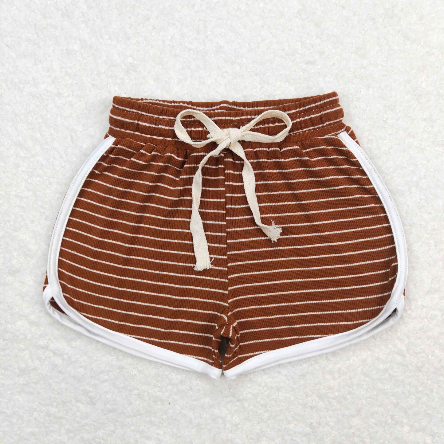 SS0320 brown striped girls shorts