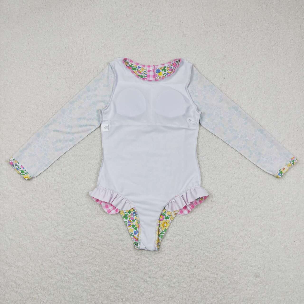 S0191 Yellow flowers long sleeve Girls Bathing Suits Swimsuits