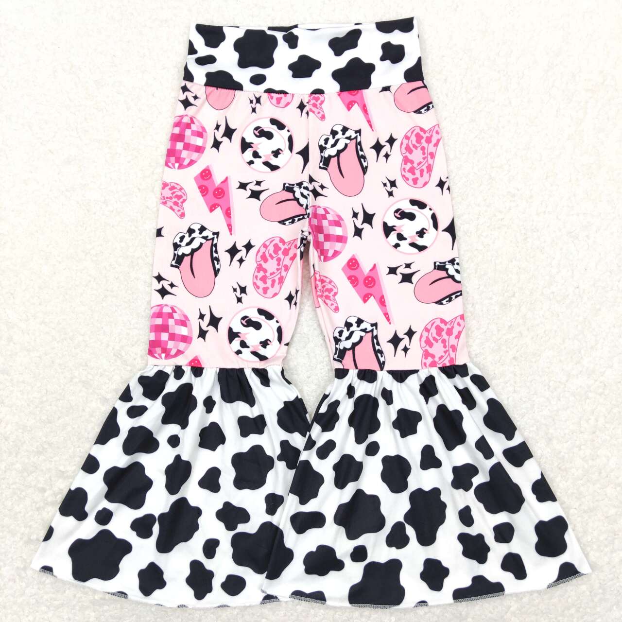 P0335 Cartoon cow print pink girls pants