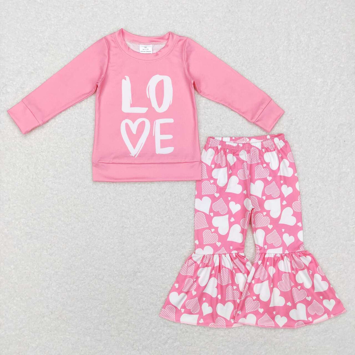 GLP0867 LOVE pink long sleeve pants girls set