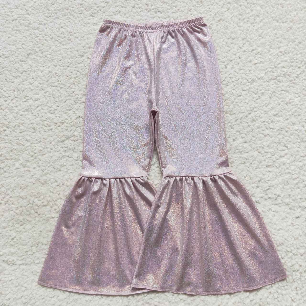 P0179 Pink Metallic Glitter Lurex Shimmer Silk Disco Pants