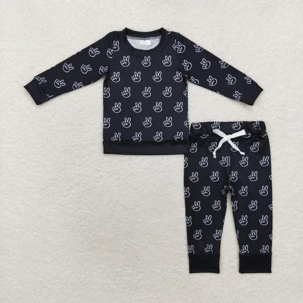 BLP0566 yeah gesture black long sleeve pants boys set