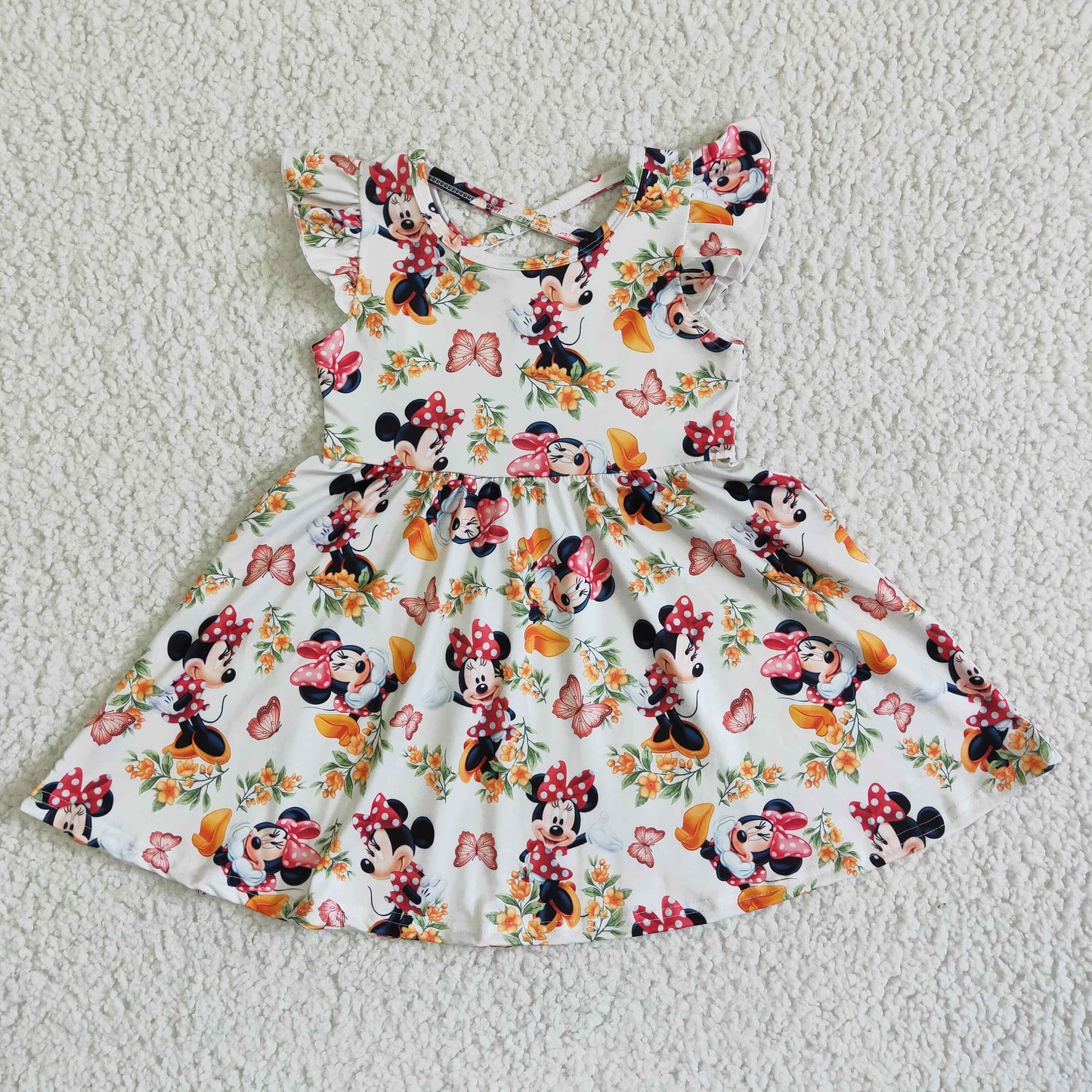 GSD0048 Cartoon Flutter Sleeve Baby Girls Twirl Dress