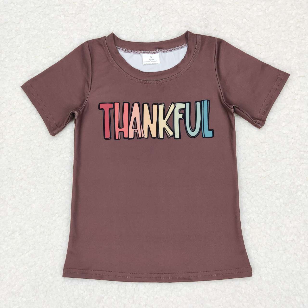 BT0327 Thankful brown short sleeve kids top