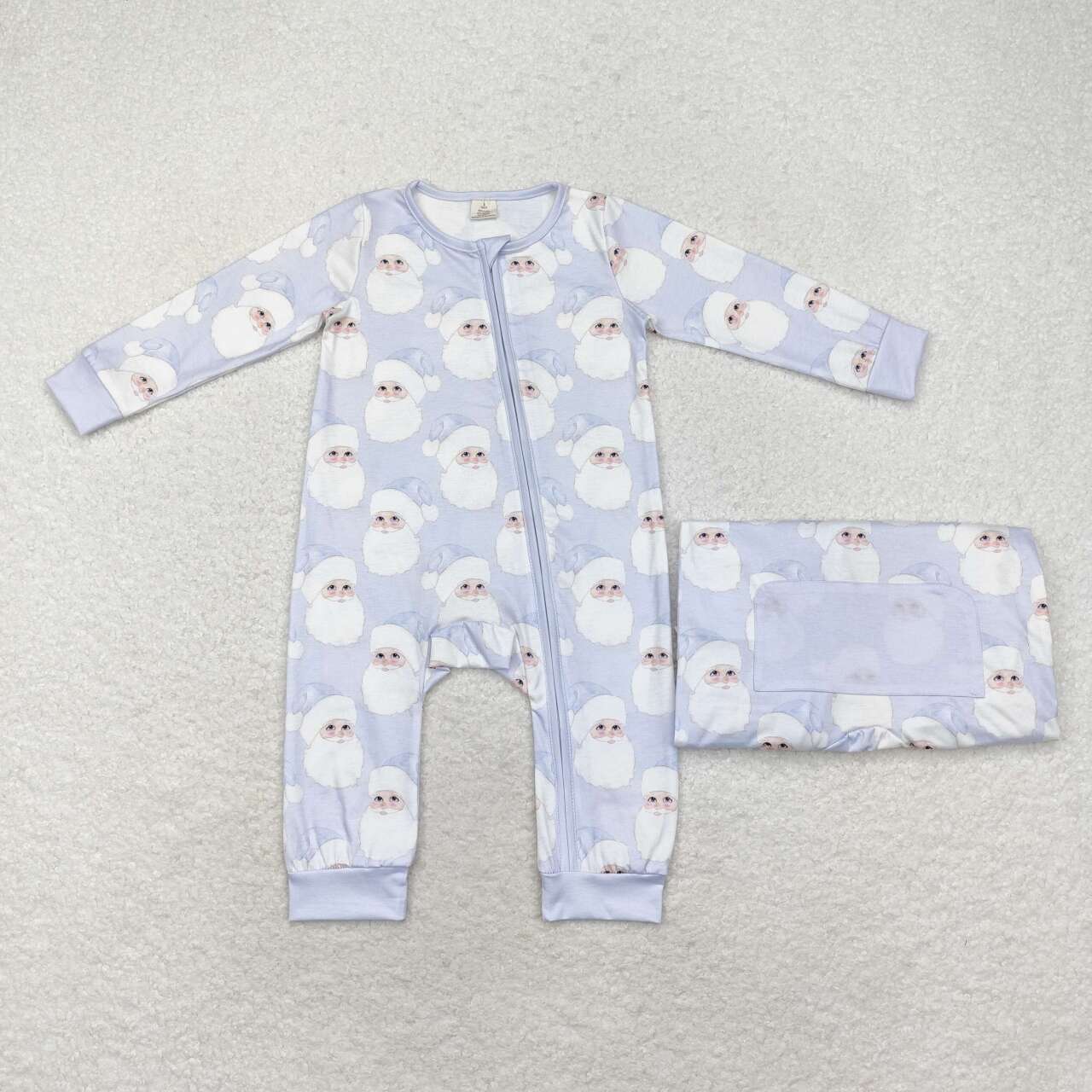 bamboo LR1415 Christmas Santa pink long sleeve zipper boys romper
