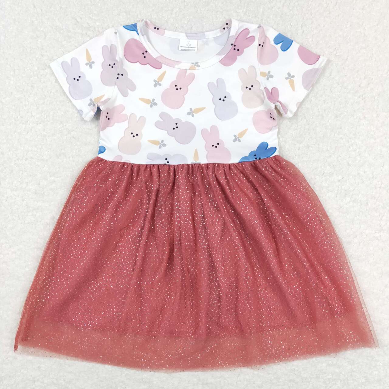 GSD0604 Easter Colorful Rabbit Short Sleeve Girls Tutu Dress