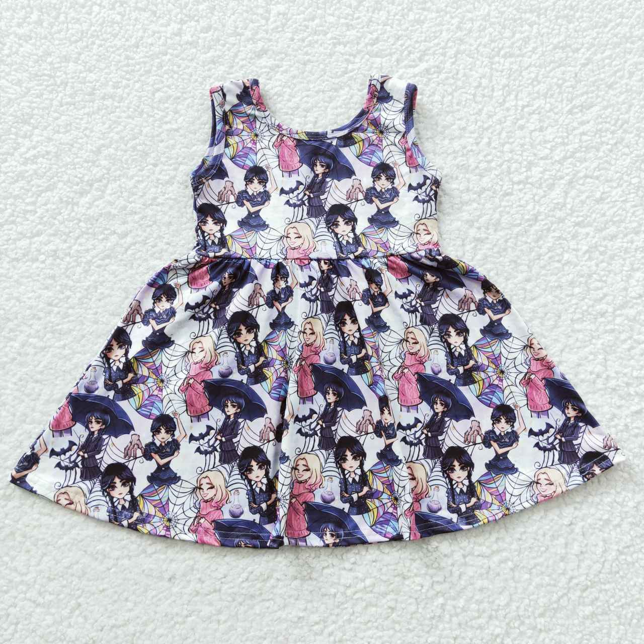 GSD0335 Wed Sleeveless Cartoon Purple Baby Girls Dress