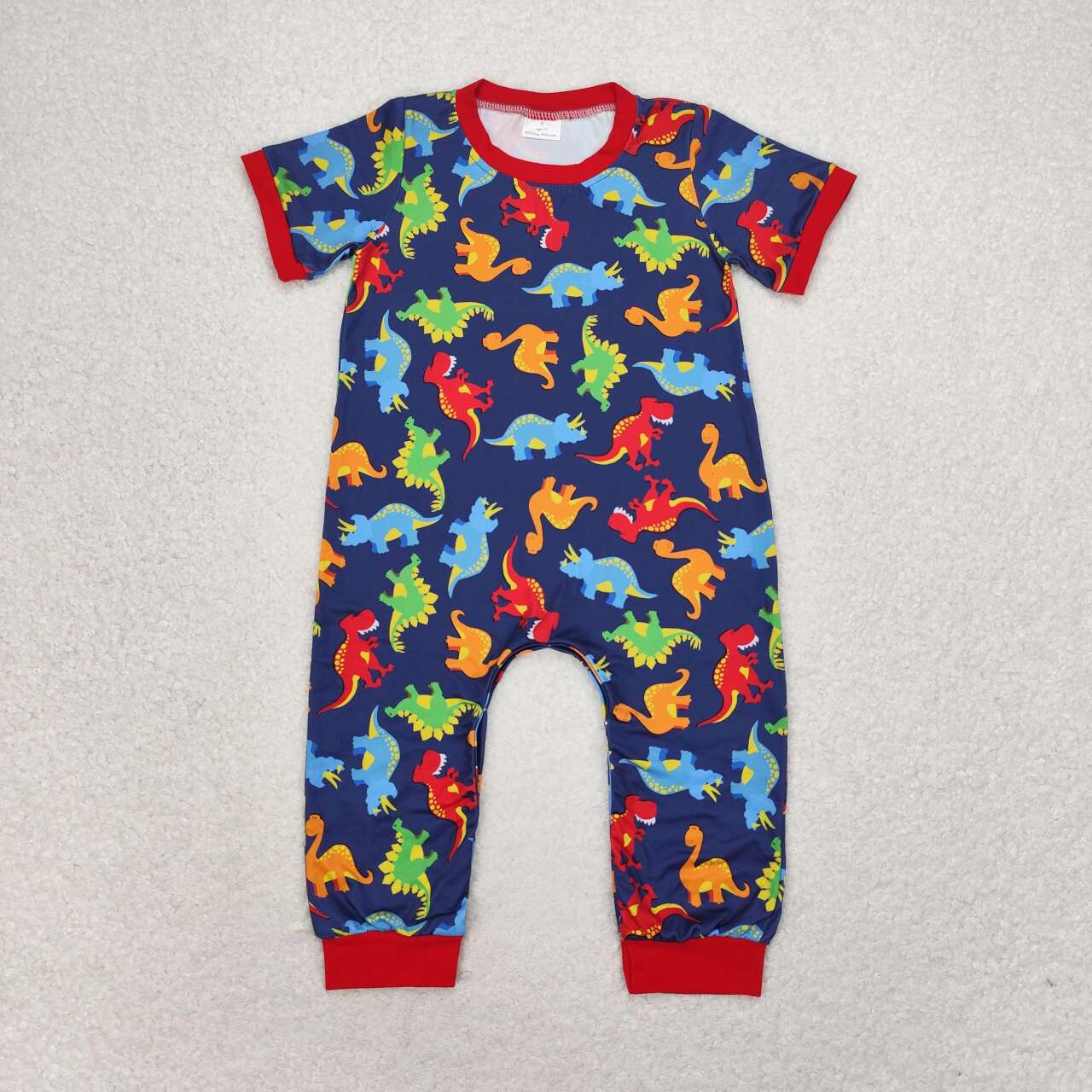 SR0468 Colorful dinosaur short sleeve kids romper