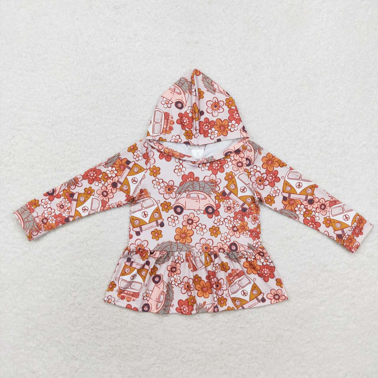 GT0652 camping bus flowers long sleeve girls hoodie top