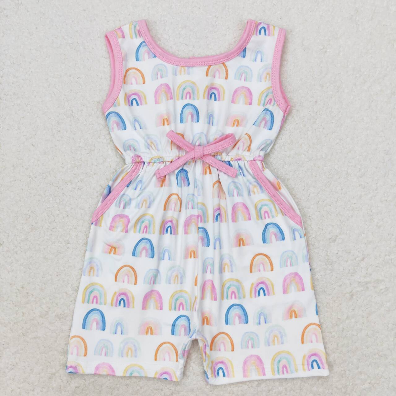 SR1600 colorful rainbow pink sleeveless girls jumpsuits