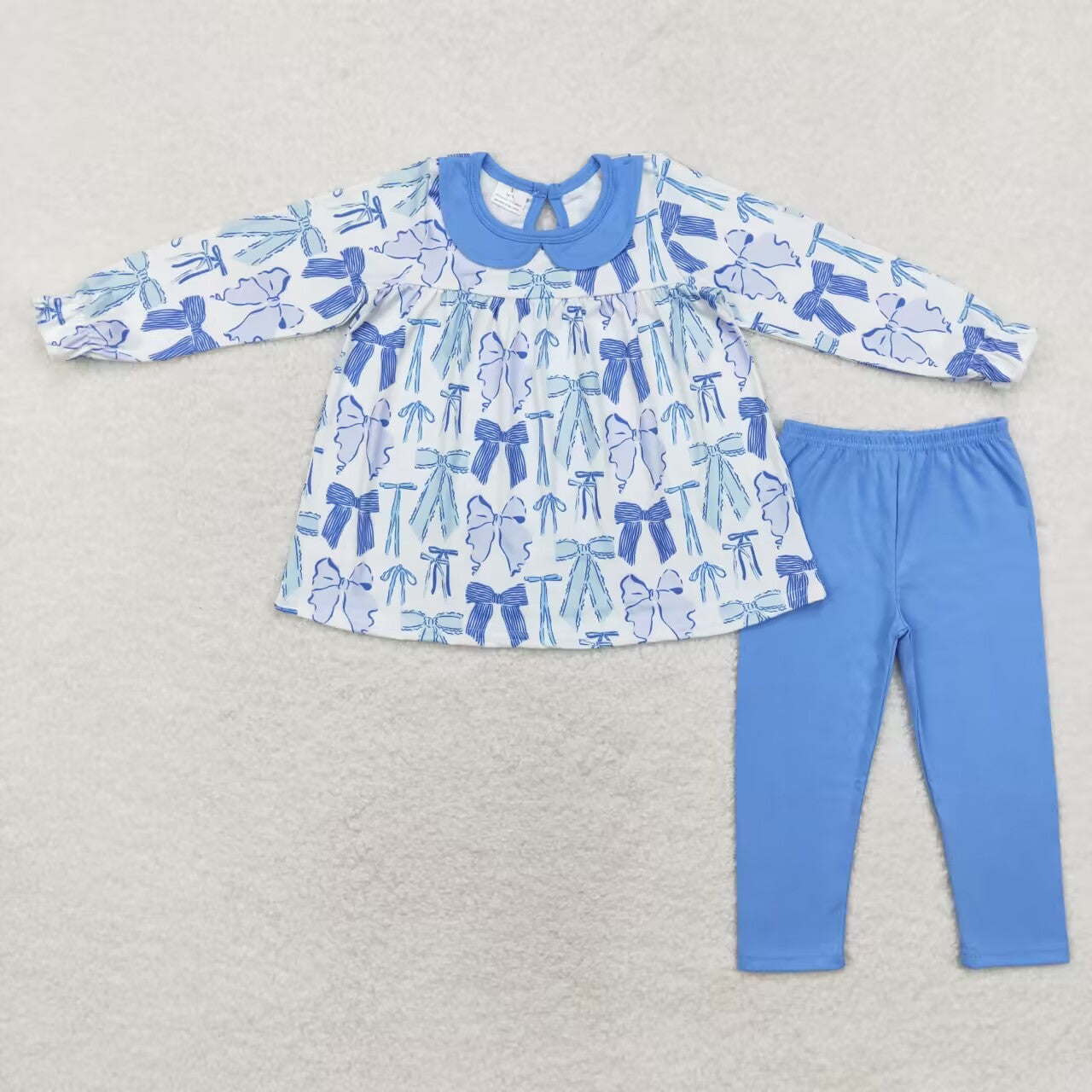 GLP1517 blue bows long sleeve blue pants girls set