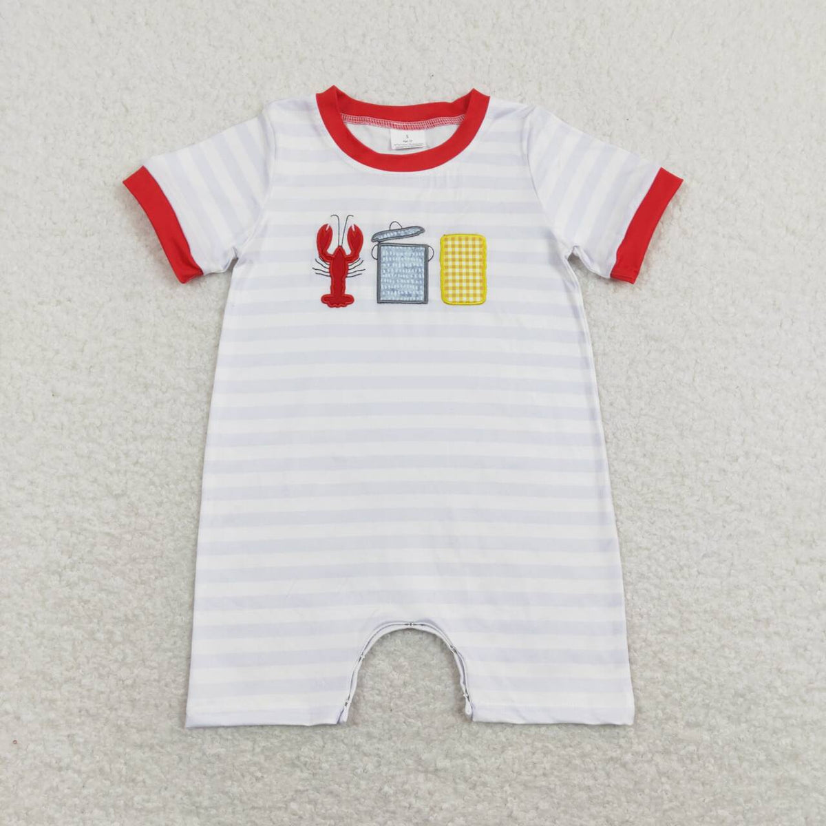 USA SHOP SR0744 Embroidery Crayfish short sleeve boys romper
