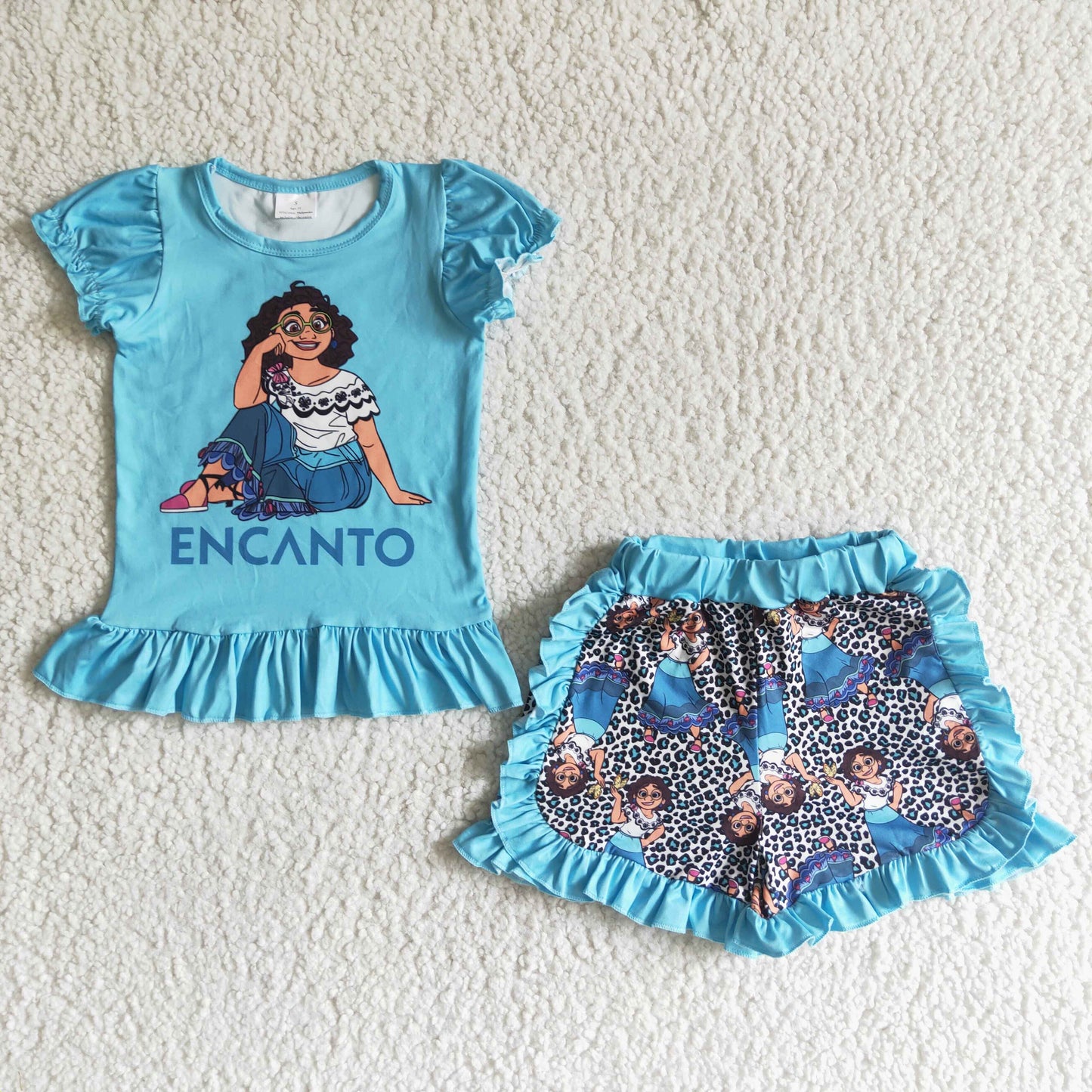 GSSO0019 Blue Short Sleeve Cartoon En Summer Set