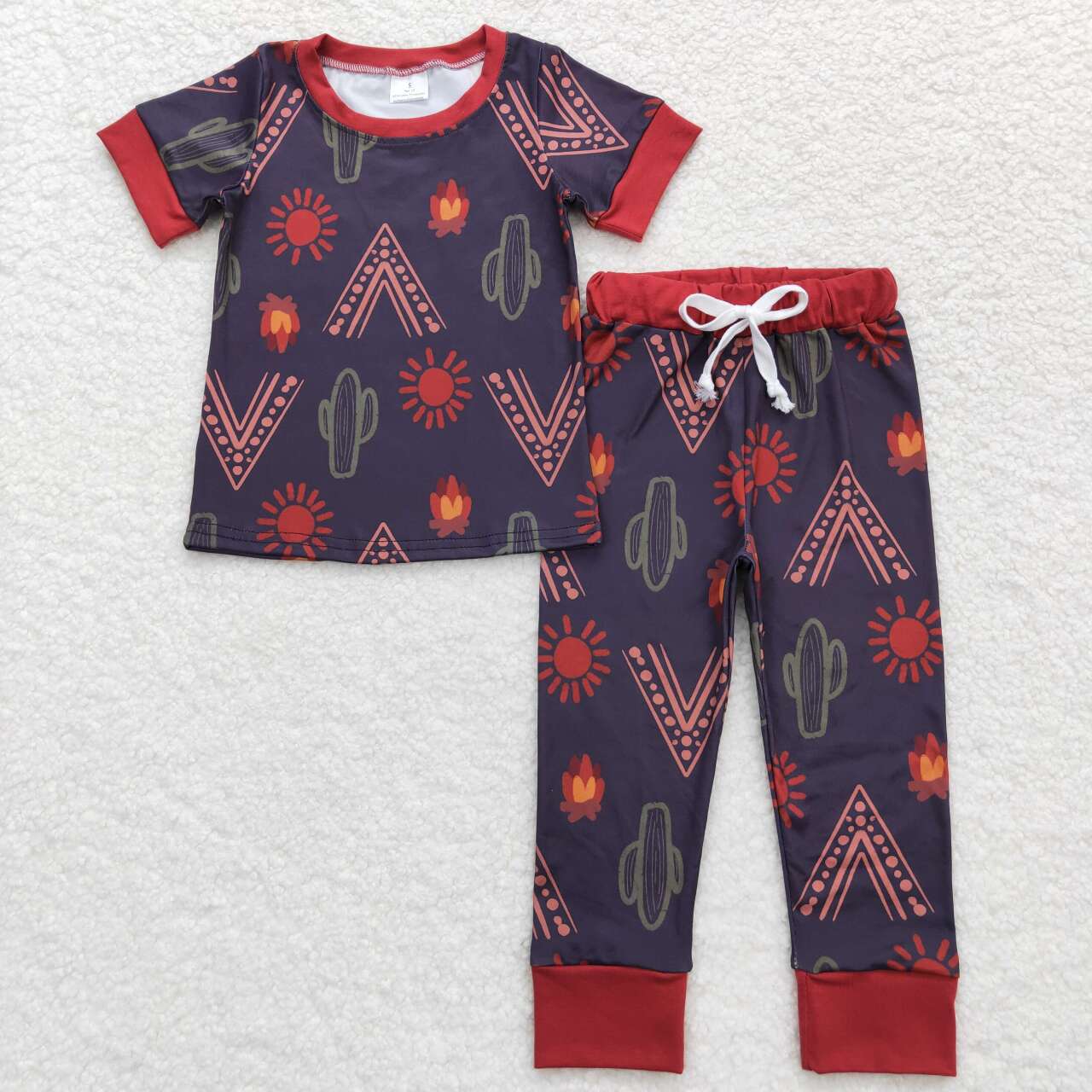 BSPO0326 Western Sun cactus short sleeve pants boys pajamas