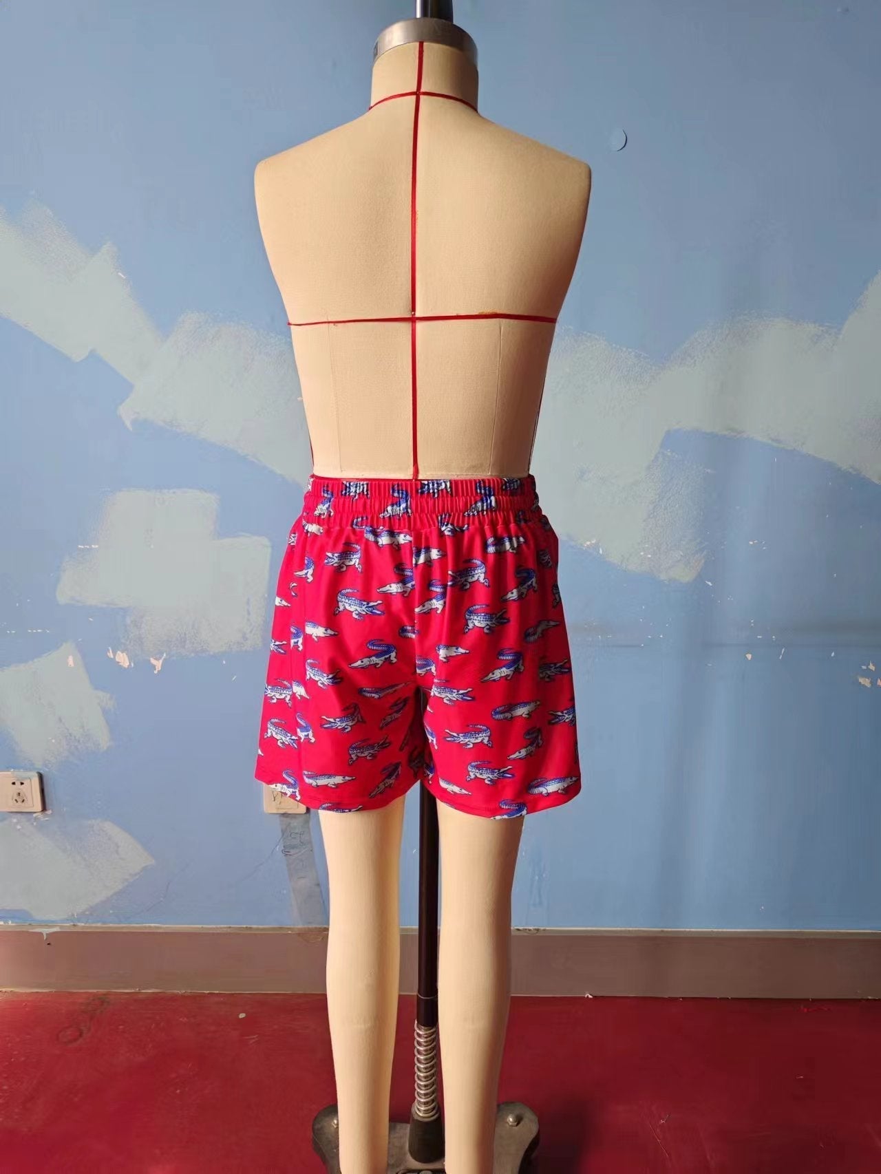 S0175 Boys Red Crocodiles Swimming Trunks