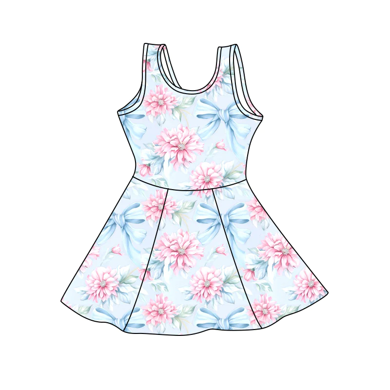 preorder S0408 pink flowers tennis clothes girls sports wear