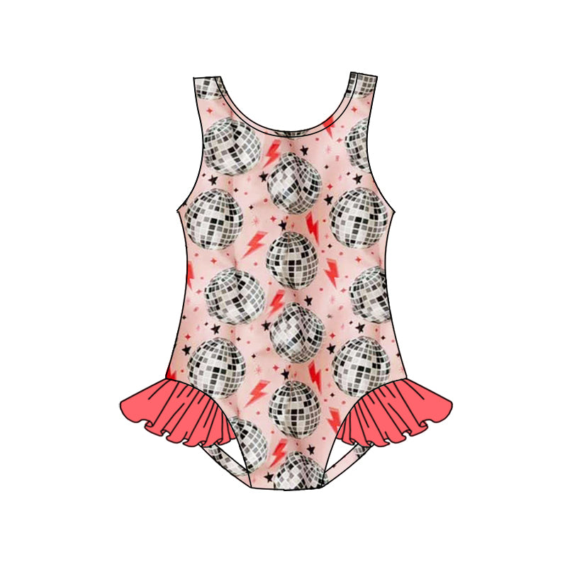 preorder S0503 Light Flash Watermelon Red Sleeveless Girls Bathing Swimsuits