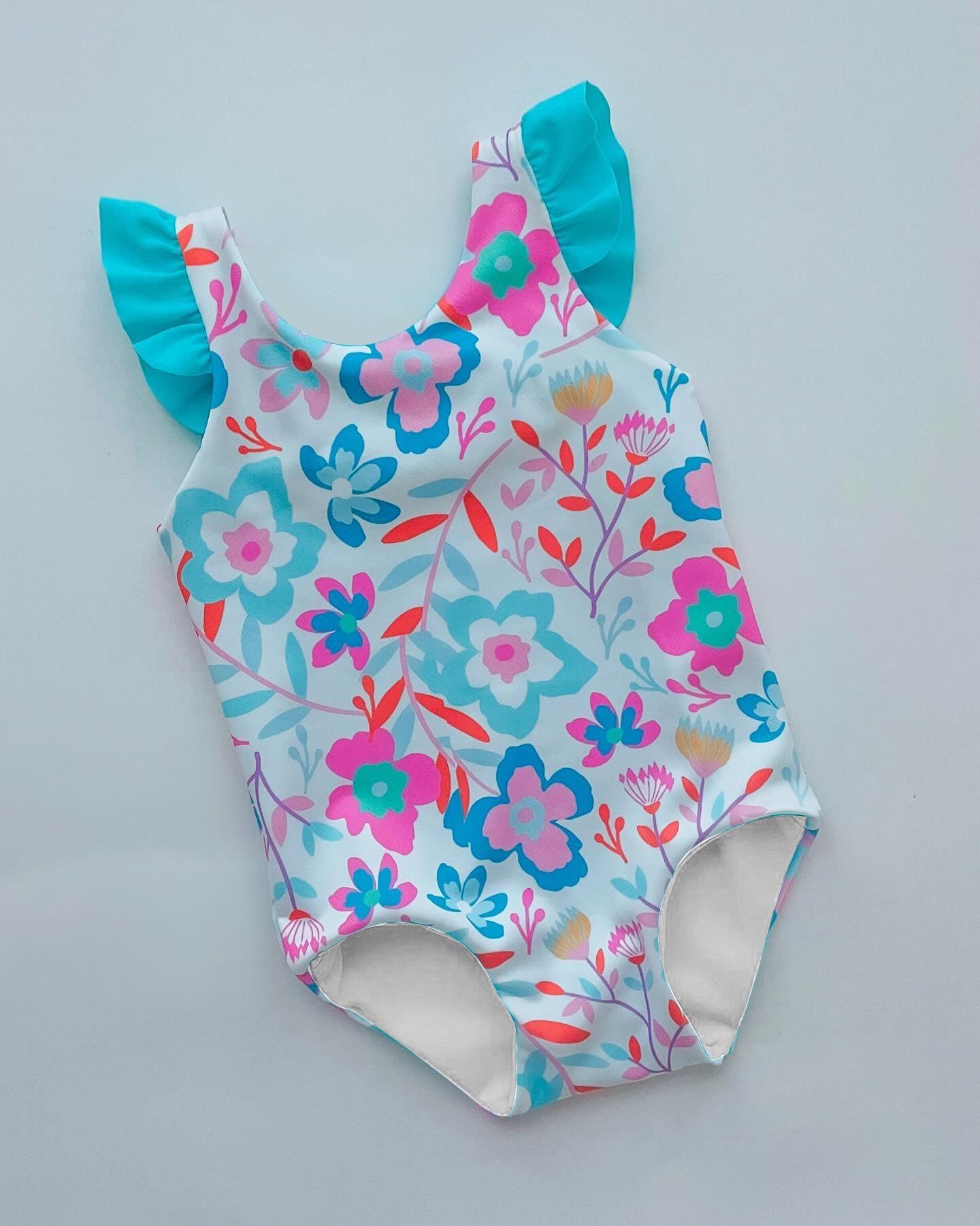 preorder S0514 pink blue flowers one-piece girls bathing swimsuits