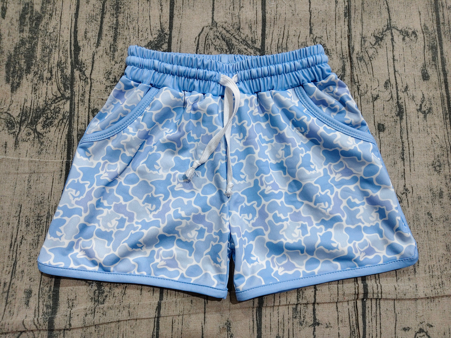 preorder Samples S0582 hunting blue camo boys swimming trunk