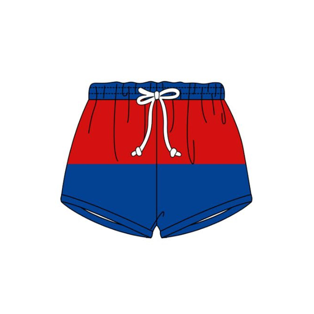 preorder S0646 July 4th Red Blue Boys Swimming Trunk