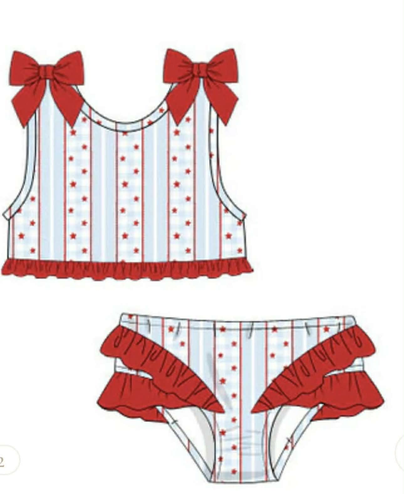preorder S0735 July 4th Dog bows Sleeveless Girls Swimsuits