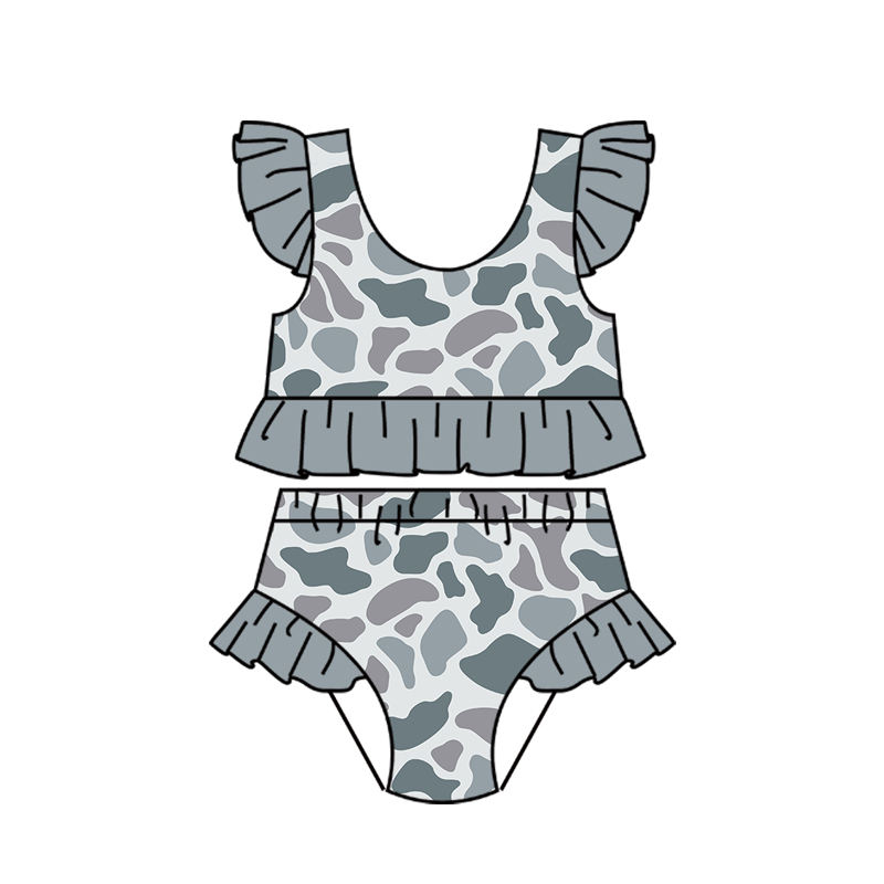 preorder S0765 Grey Camo Girls Swimsuits