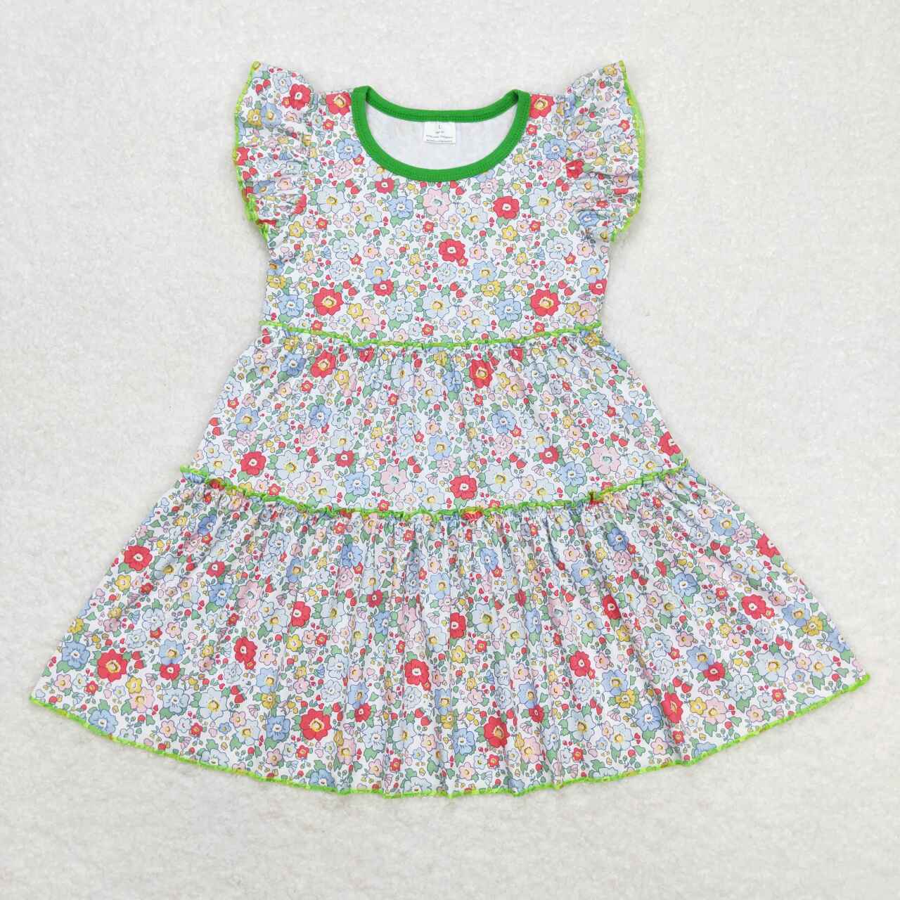 GSD0948 colorful flowers flutter sleeve girls dress