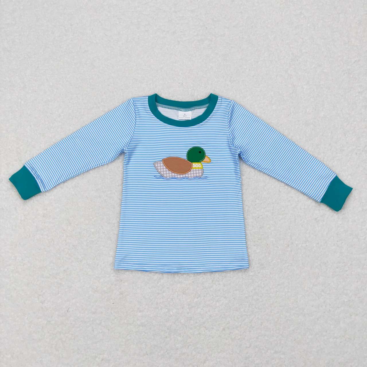 BT0402 Mallard duck blue striped long sleeve boys top