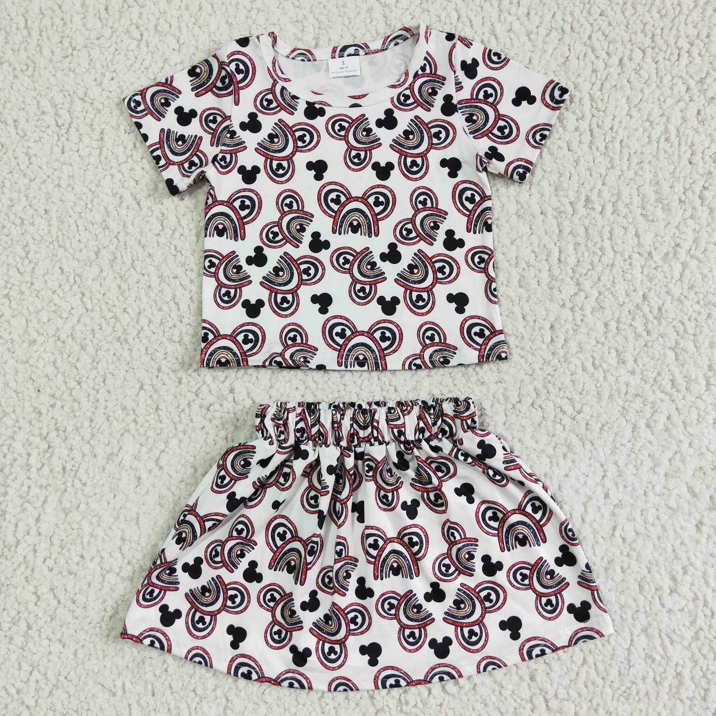 GSD0091 Rainbow Cartoon Skirts Dress Set