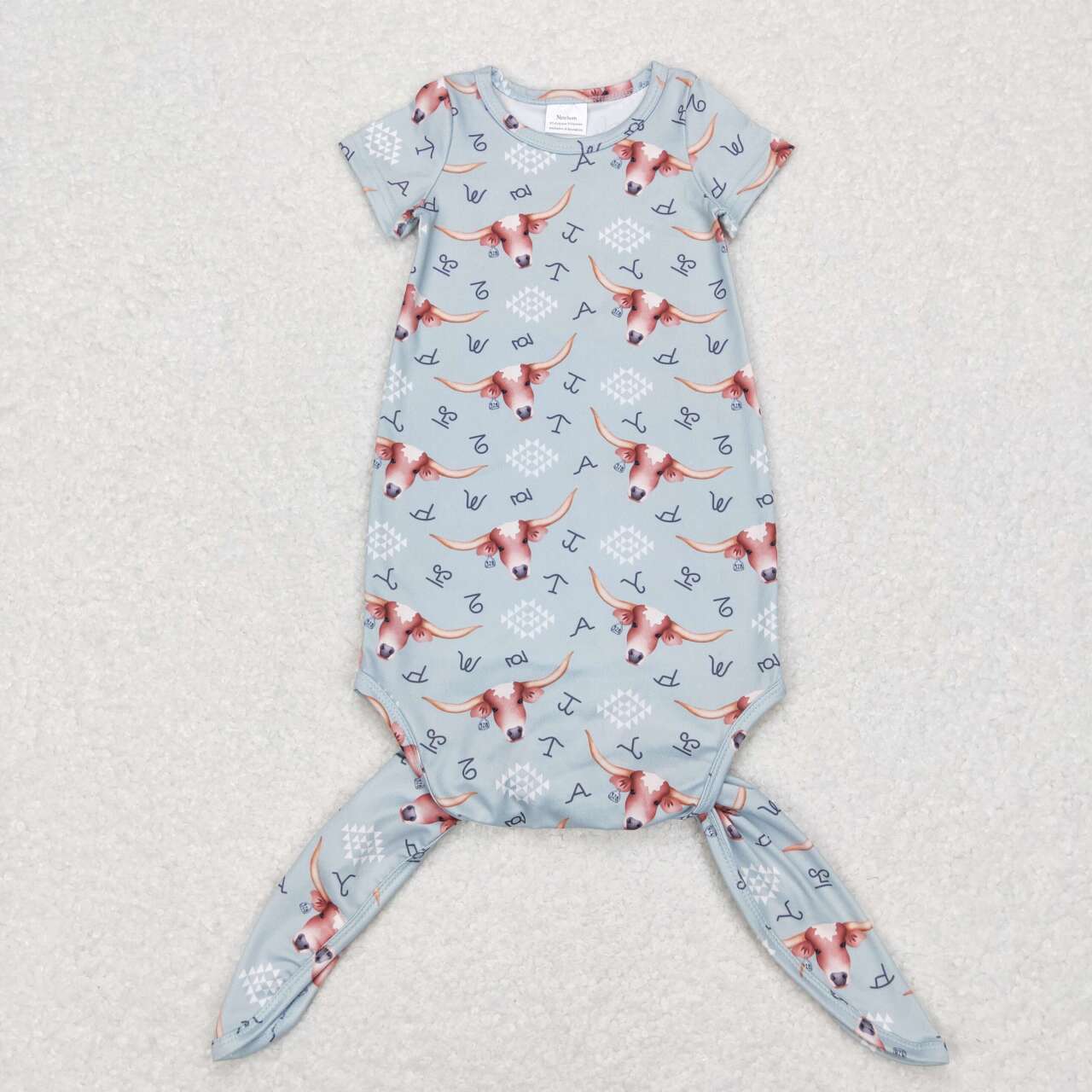 NB0029 Highland cow & Aztec Short Sleeve Newborn Kids Romper