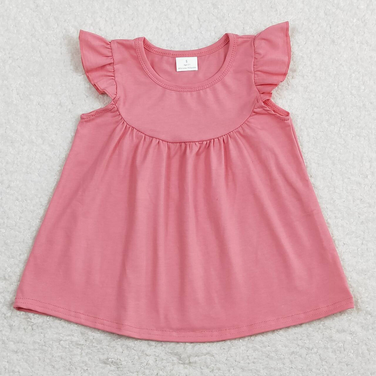 GT0462 Dark Pink Flutter Sleeve Girls Top