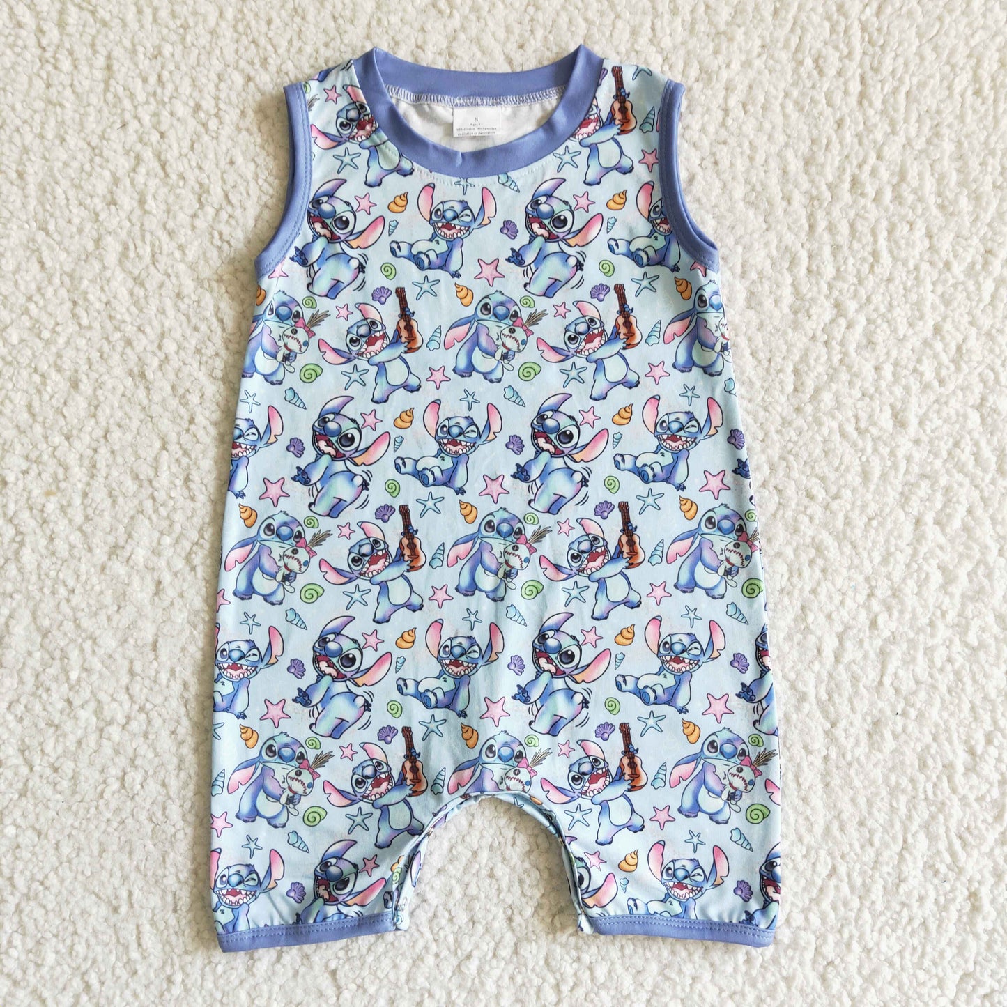 SR0009 Cartoon Print Sleeveless Boys Romper