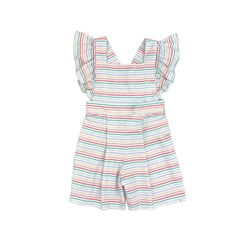 preorder SR0482 Colorful striped flutter sleeve girls jumpsuits