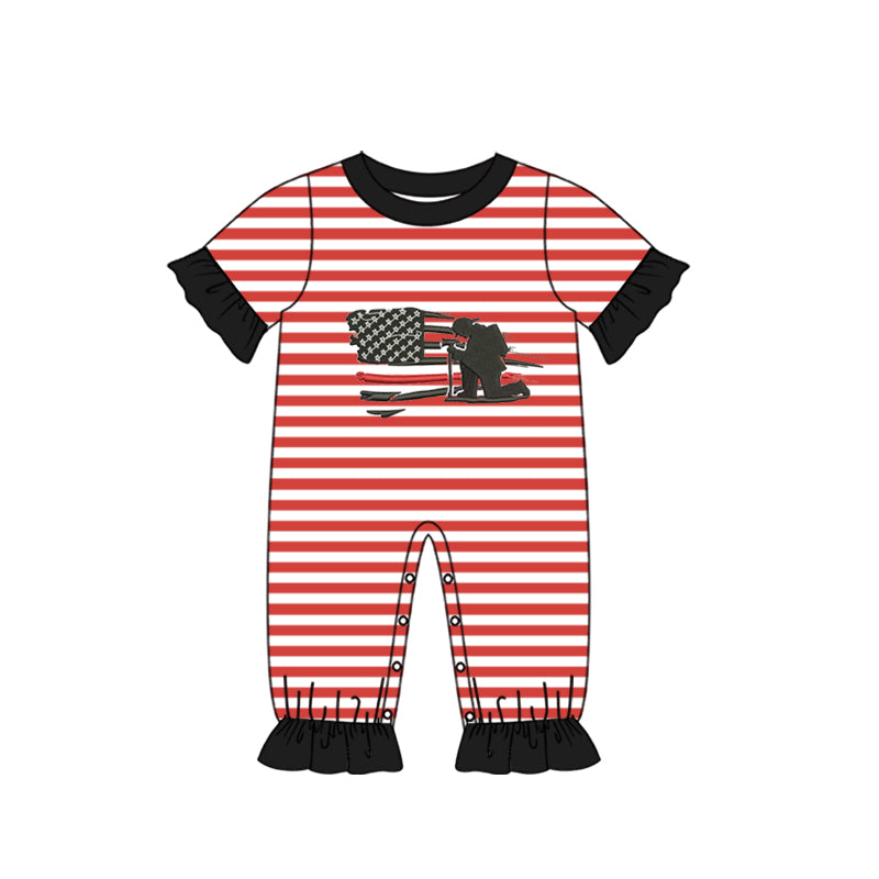 preorder SR0566 Red striped short sleeve girls romper