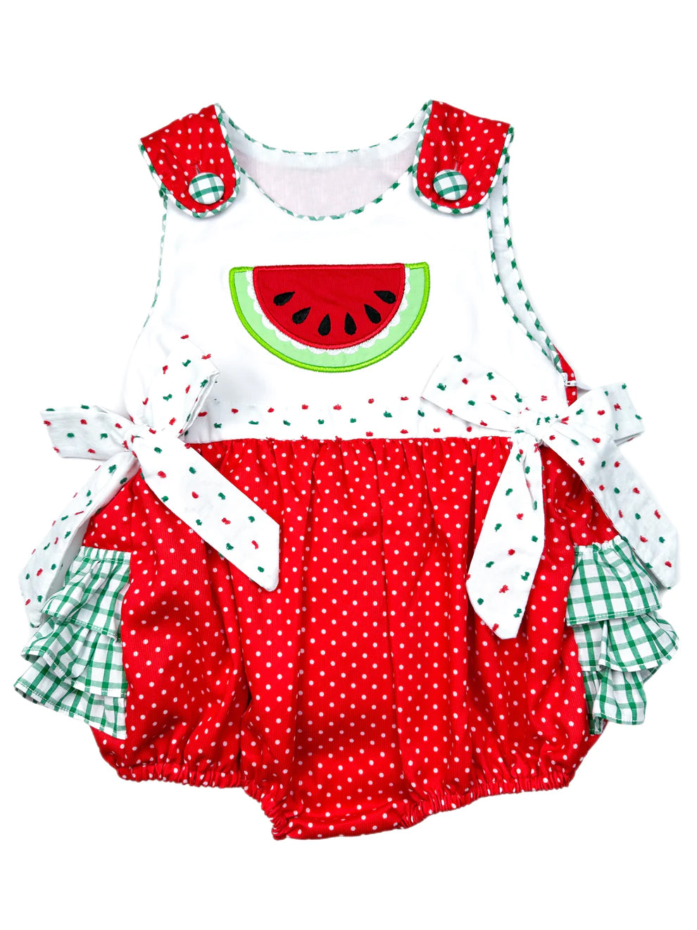 SR0593 Watermelon red checkered sleeveless girls romper
