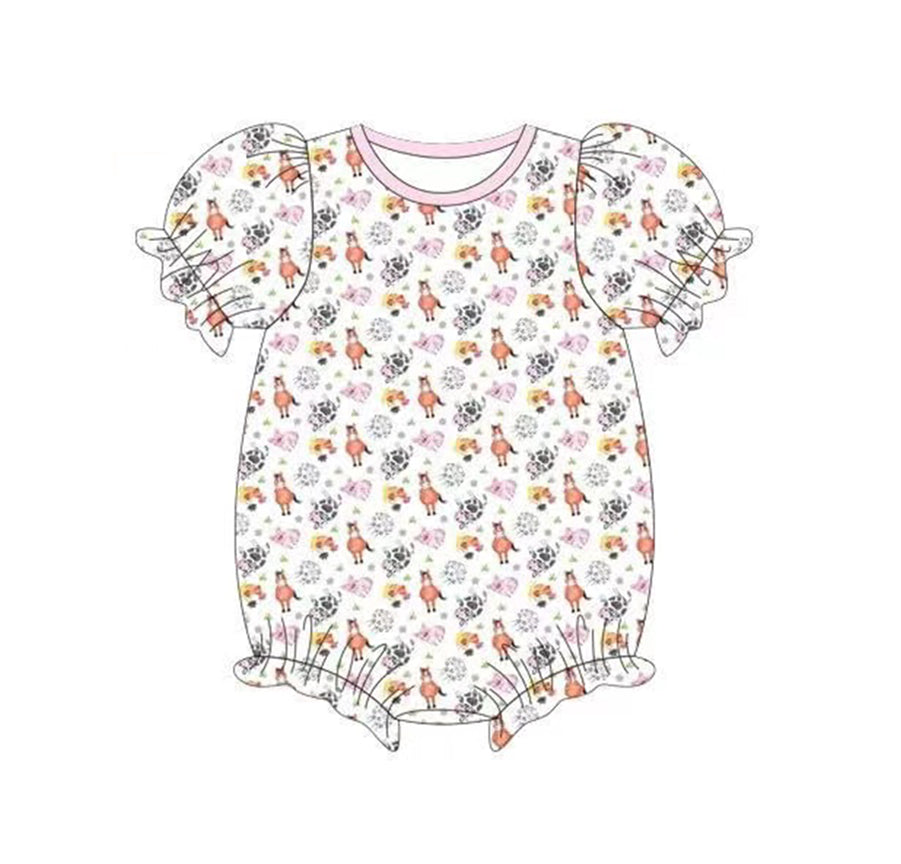 preorder SR0606 Farm cow horse pig short sleeve girls romper