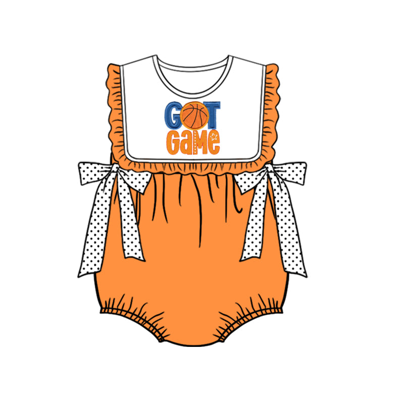 preorder SR0624 Got game basketball orange sleeveless girls romper