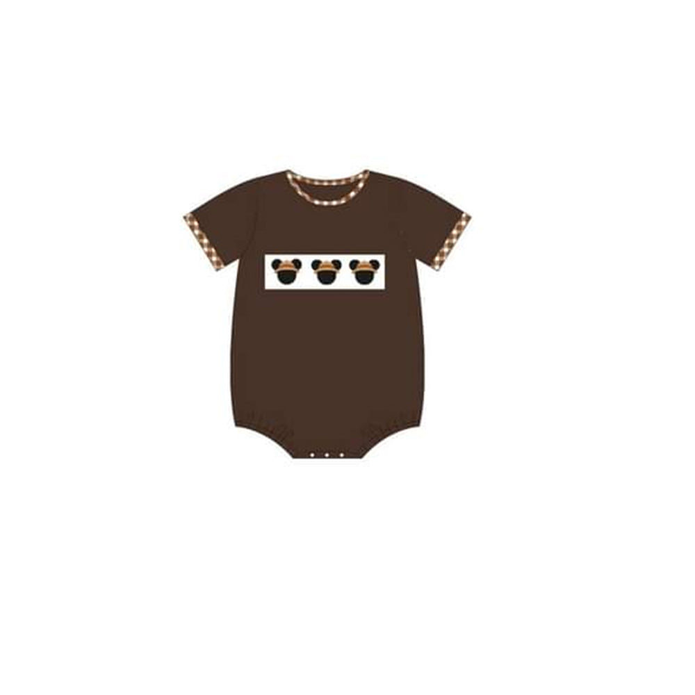 preorder SR0679 Cartoon expedition brown short sleeve boys romper