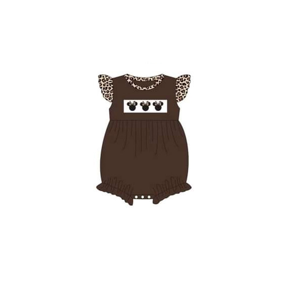 preorder SR0680 Cartoon expedition brown short sleeve girls romper