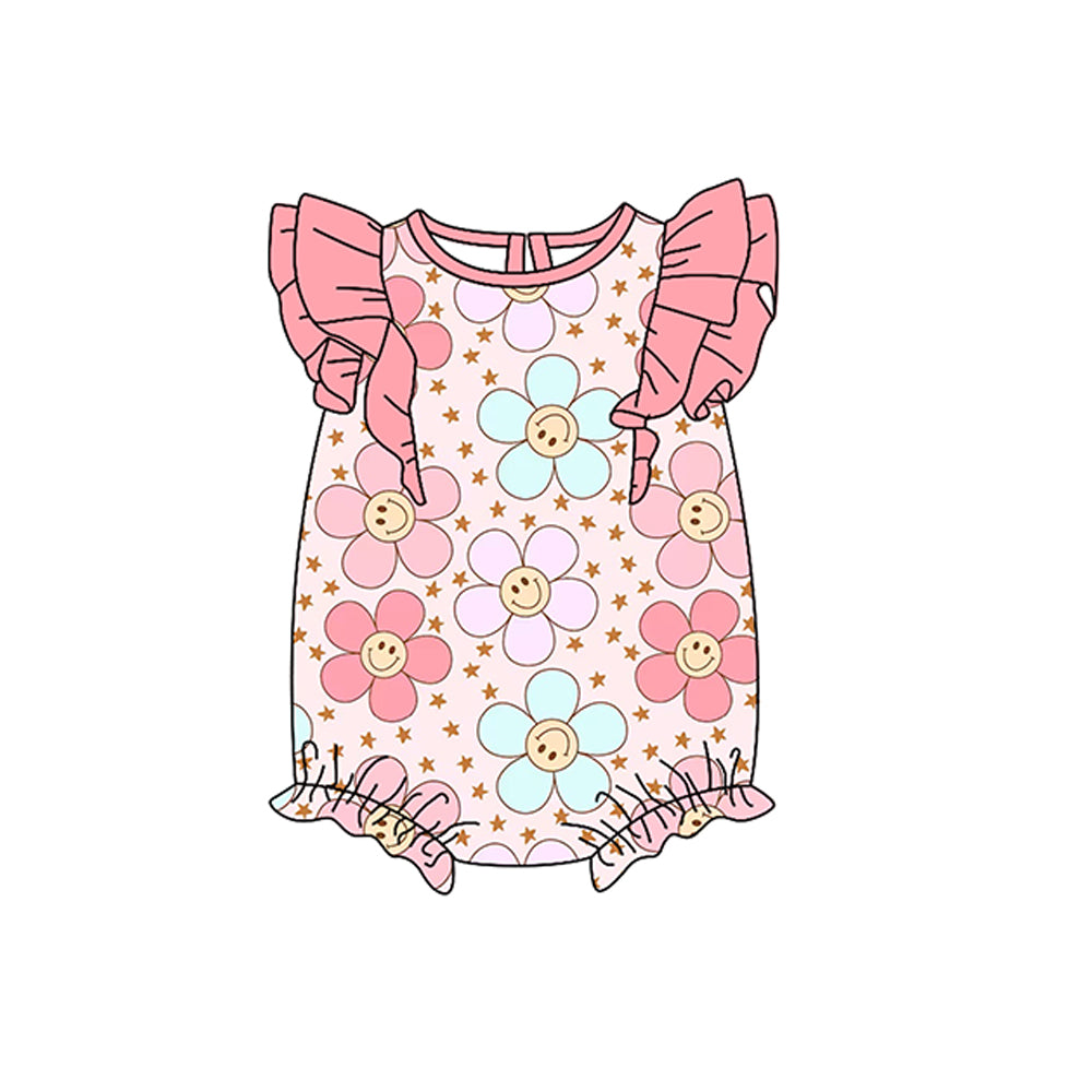 preorder SR0694 Flowers pink flutter sleeve girls romper