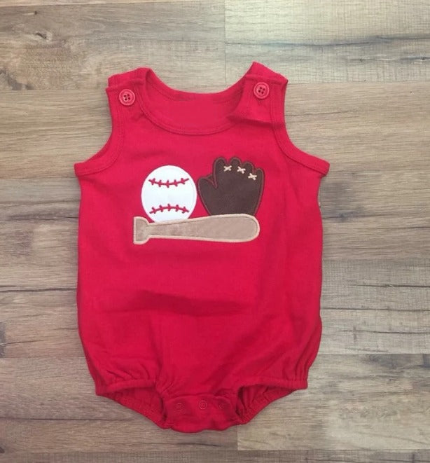 preorder SR0710 Baseball red sleeveless kids romper
