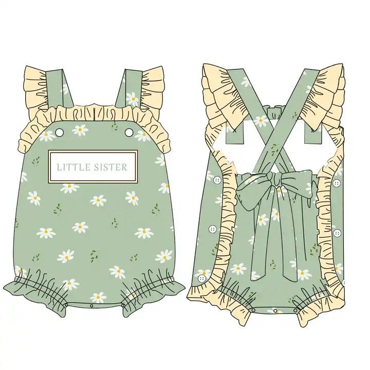 preorder SR0712 Little sister flowers flutter sleeve girls romper