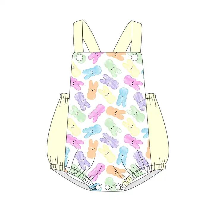 preorder SR0721 Easter colorful rabbit sleeveless girls romper