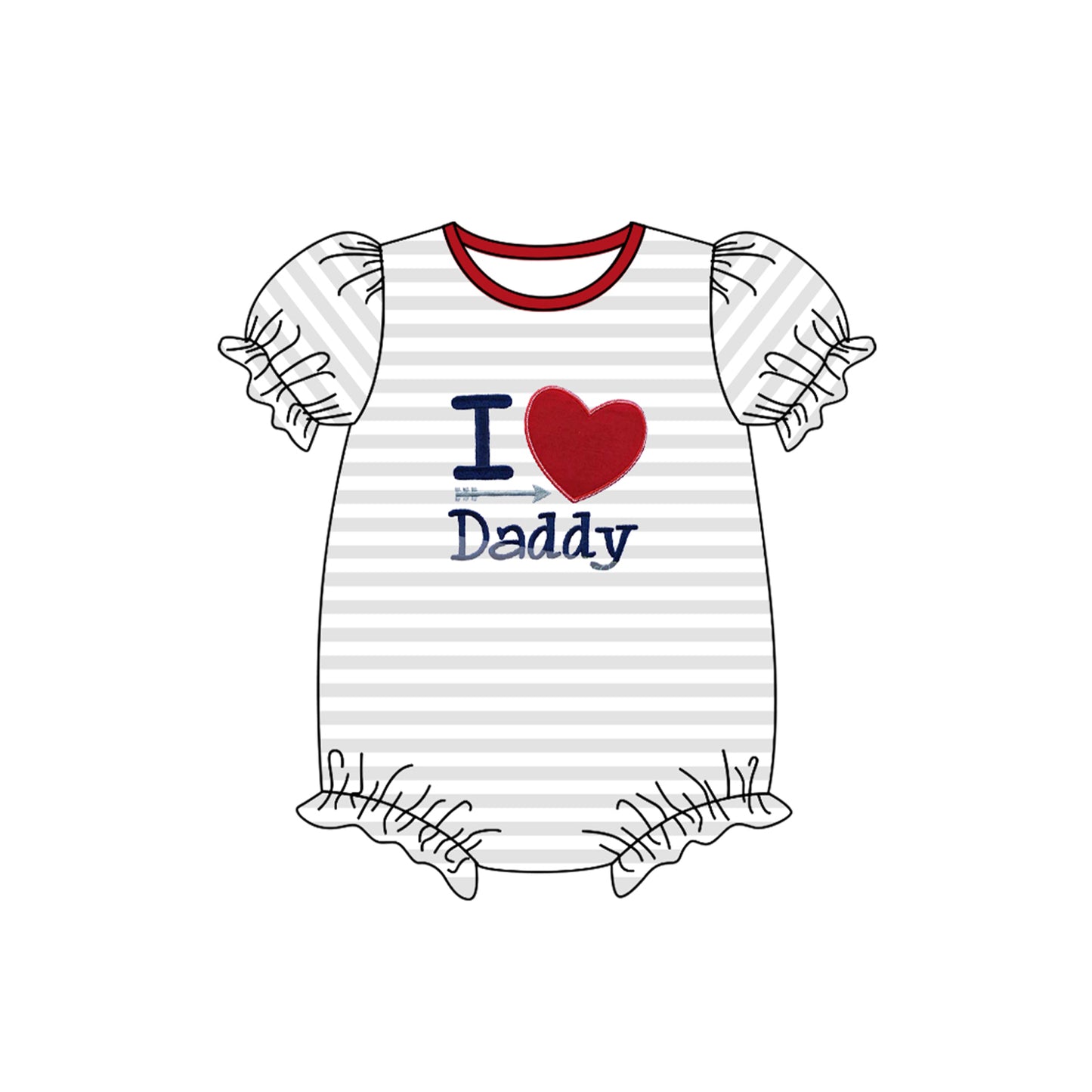 preorder SR0771 I Love Daddy Striped Short Sleeve Girls Romper