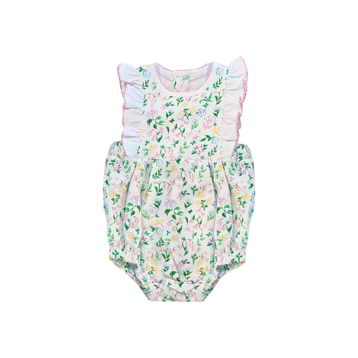 preorder SR1128 Colorful flowers pink green flutter sleeve girls romper