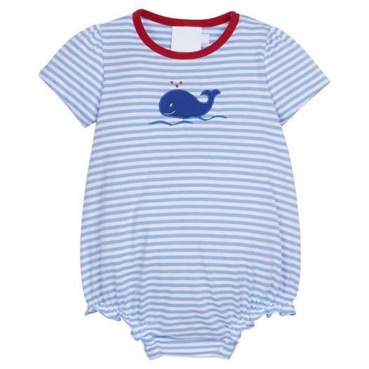 preorder SR1148 Whale blue striped short sleeve girls romper