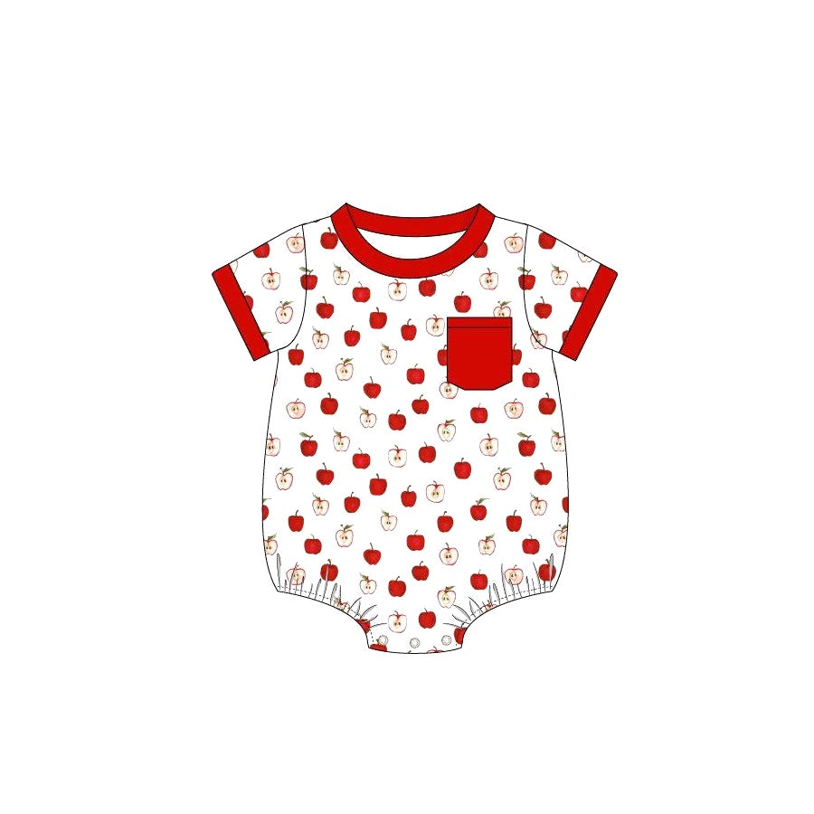 preorder SR1156 Apple red pocket short sleeve boys romper