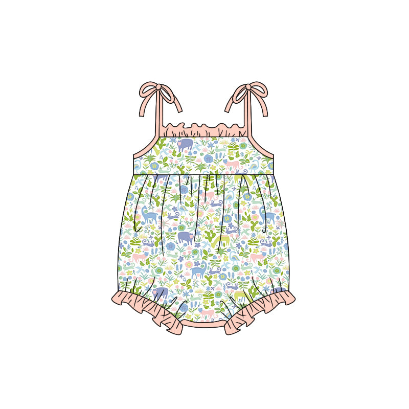preorder SR1208 Animals colorful flowers girls romper