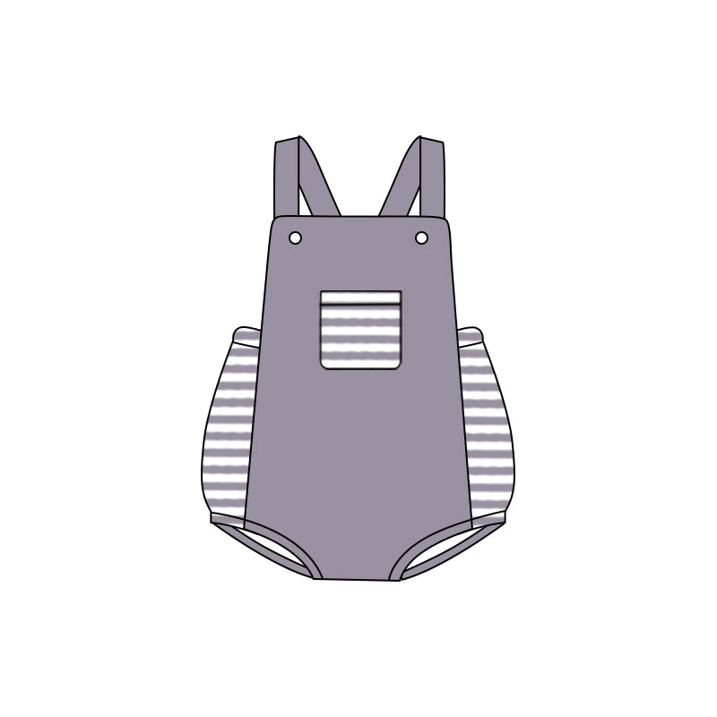 preorder SR1231 grey pocket grey striped sleeveless boys romper