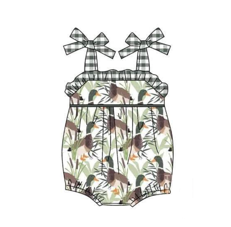 preorder SR1250 mallard duck checkered girls lace-up romper